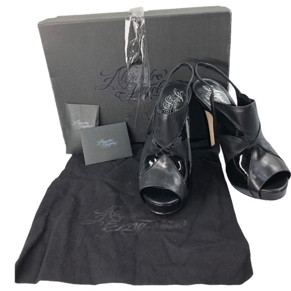 IOB Black Leather Alejandro Ingelmo "Gloria" Pumps - Picture 2 of 13